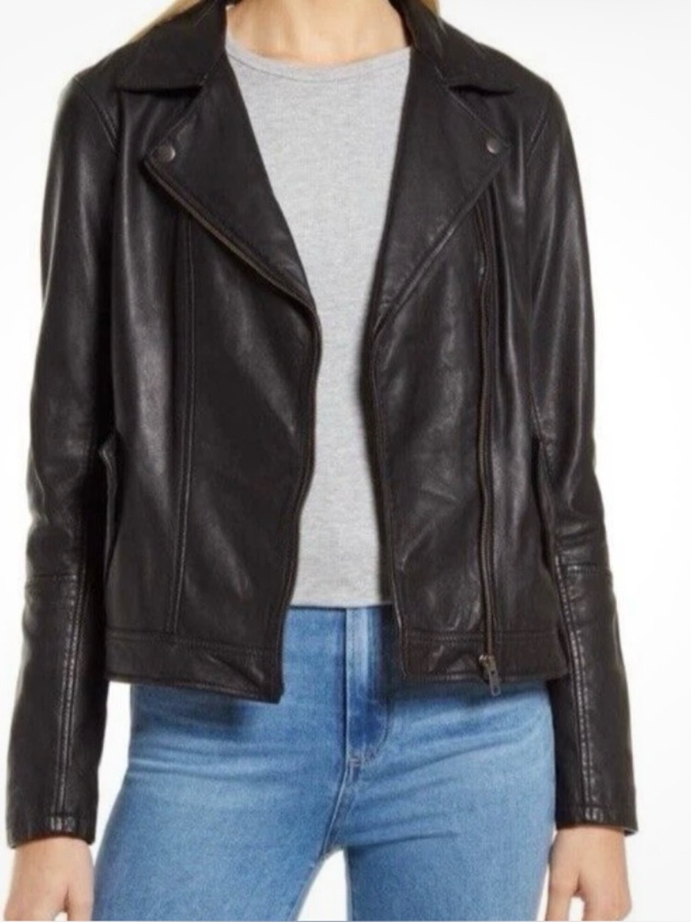 Caslon Nordstrom real leather moto jacket 3x 2x